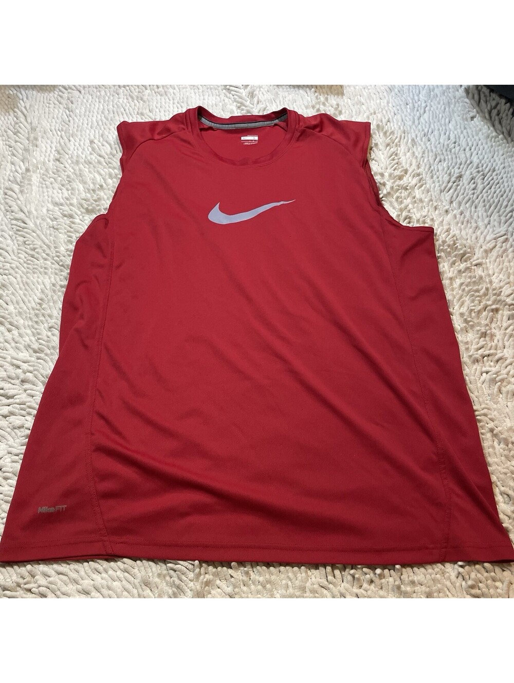 Nike Fit Dry Swoosh Tank Top Mens L Maroon Red Sleeveless Athletic Workout Shirt